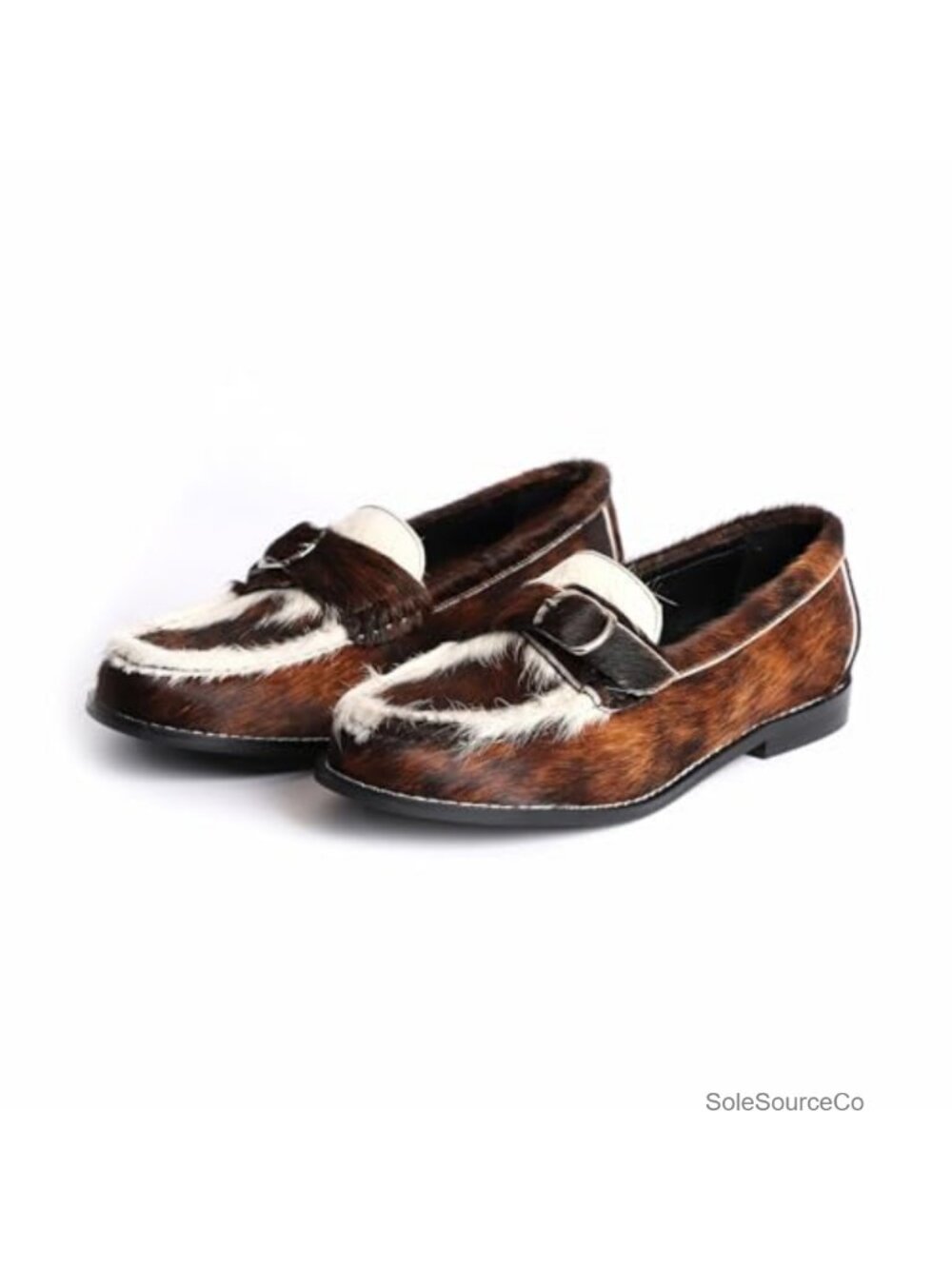 Handmade Natural Calf Hair Penny Loafers Flats with Arch Support